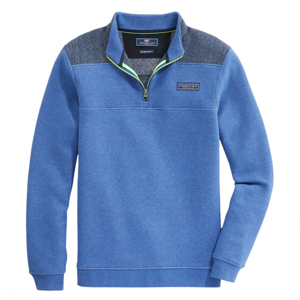 NEW MENS XL VINEYARD VINES SALTWATER FLEECE SHEP SHIRT factory BLUE QUARTER ZIP SWEATER