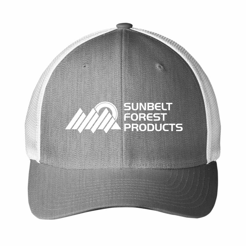 SUNBELT - FLEXFIT MESH BACK CAP - HEATHER GREY/WHITE - FULL COLOR LOGO