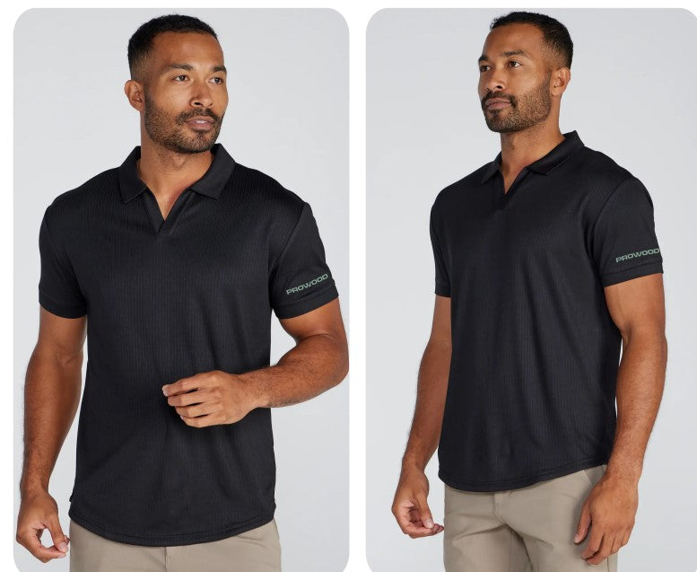 ProWood Men's BYLT Ribbed Open-V Polo