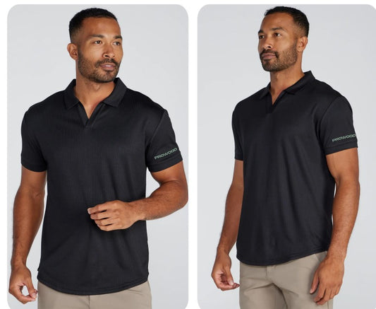 ProWood Men's BYLT Ribbed Open-V Polo